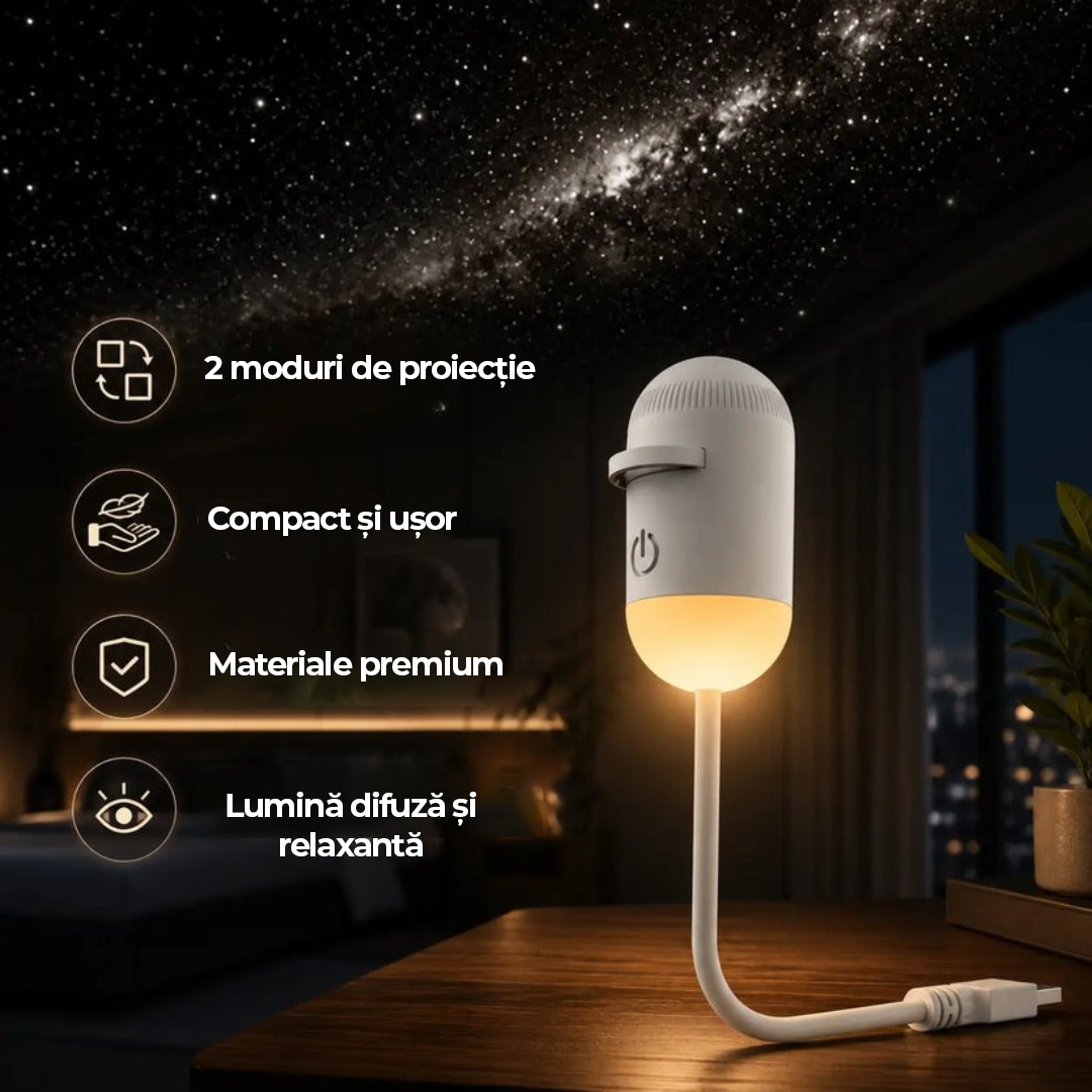 Proiector de lumină cu efect de univers