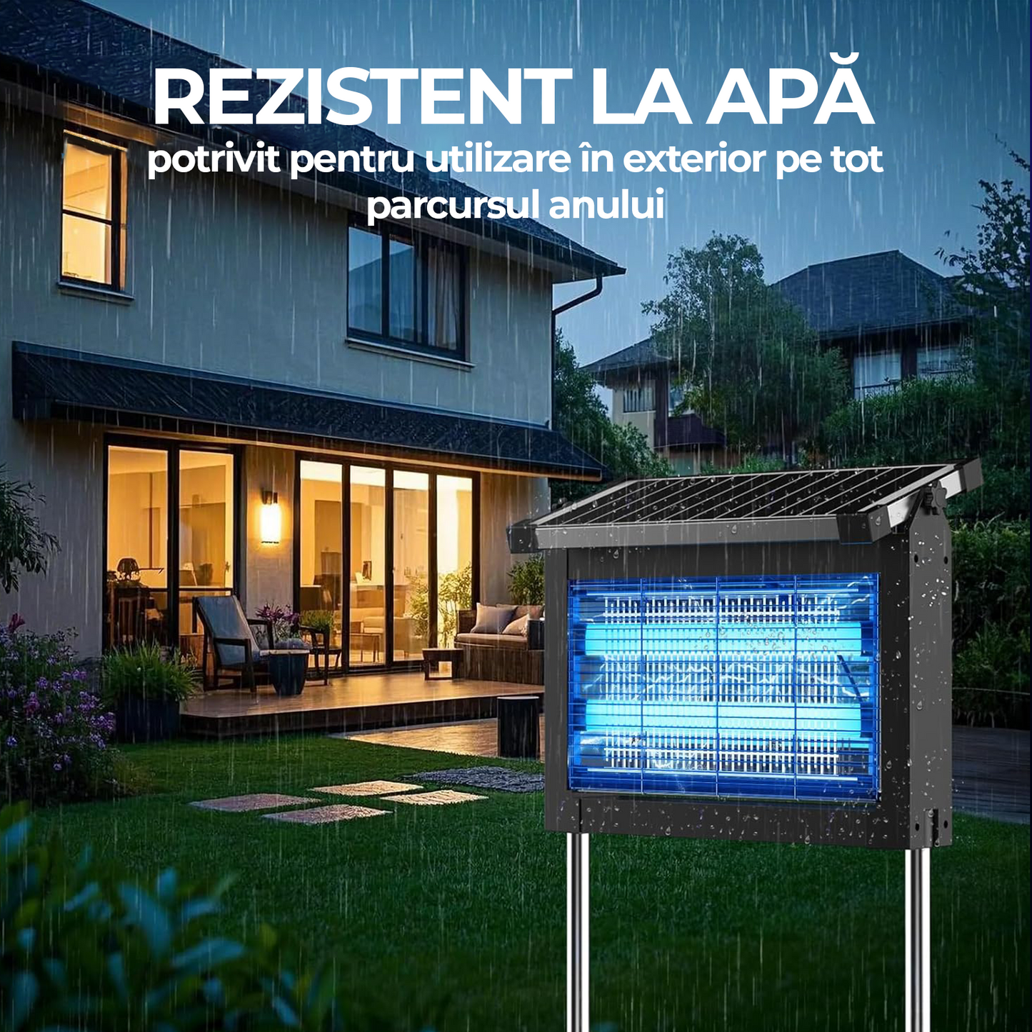 Aparat anti-țânțari/muște cu panou solar integrat