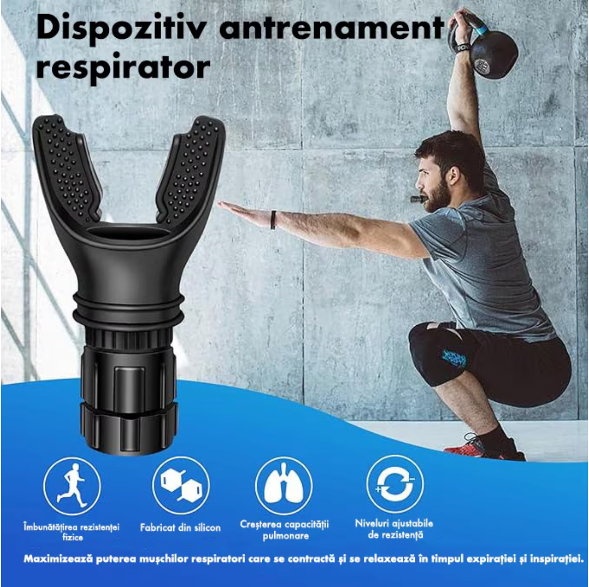 Dispozitiv AirTech pentru antrenarea respiratiei și creșterea rezistenței la efort