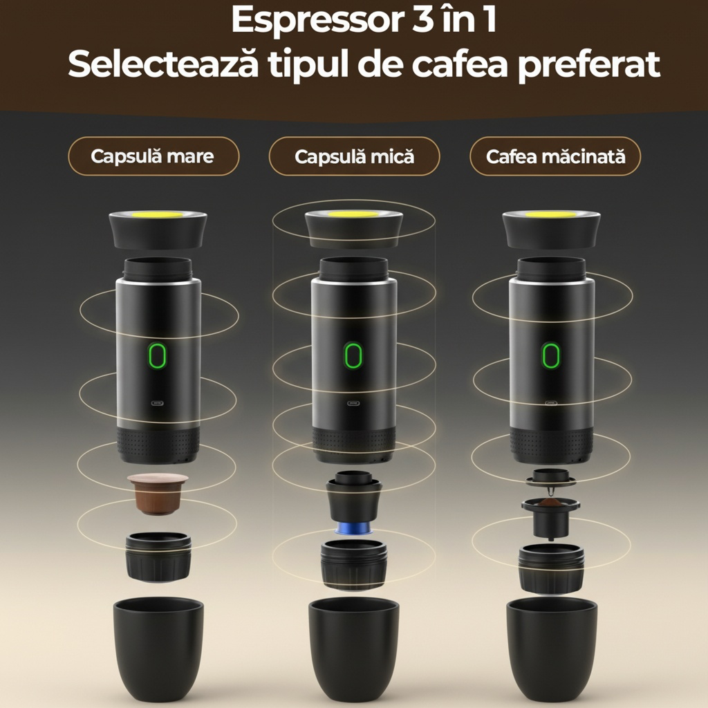 Aparat de cafea espresso portabil 3 în 1 fără fir pentru acasă, mașină și călătorii